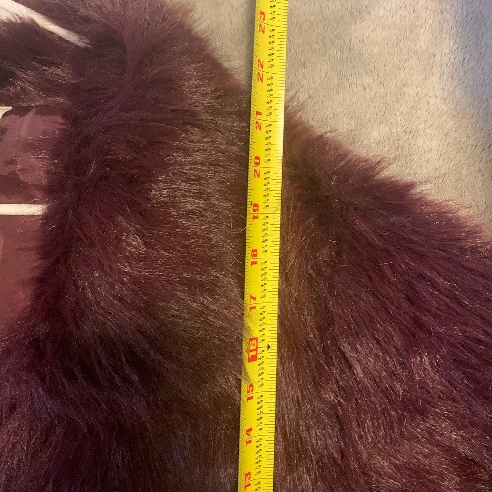 No Boundaries Womens L 12-14 Burgundy Faux Fur Jacket Collared Lined NWT - Picture 6 of 6